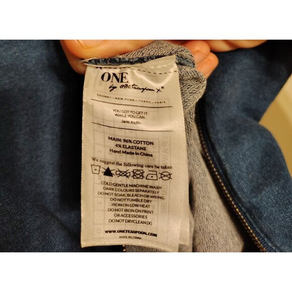 One Teaspoon Free People Denim Blue Colored Zip Front Hoodie, XS Oversized - Picture 4 of 4